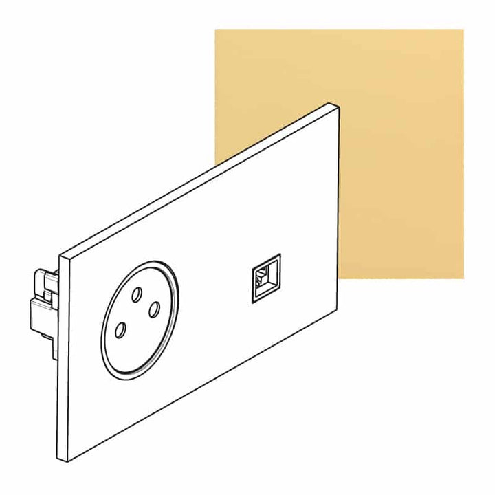 Legrand - ART Stopcontact 2P+A + RJ45 FTP épure Gespiegeld goud - AR67738-E⚡shock