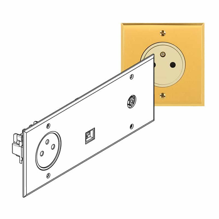 Legrand - ART Stopcontact 2P+A +TV +RJ45 FTP mémoire Geborsteld goud - AR67237-E⚡shock