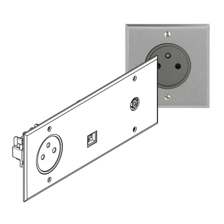 Legrand - ART Stopcontact 2P+A +TV +RJ45 FTP mémoire Geborsteld staal - AR67137-E⚡shock