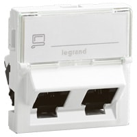 Legrand - Mosaic stopcontact 2XRJ45 2 modules ftp CAT6 wit - 076506-E⚡shock