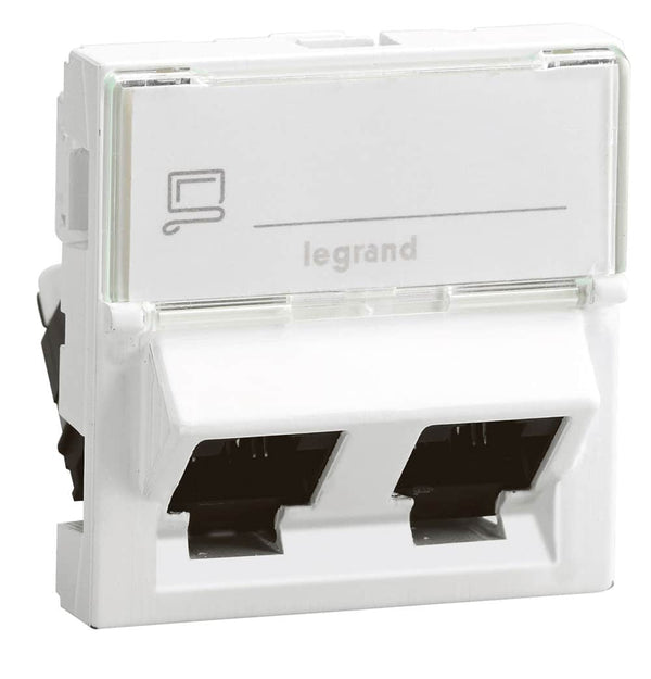 Legrand - Mosaic stopcontact 2XRJ45 CAT6 utp 2 modules wit - 076504-E⚡shock