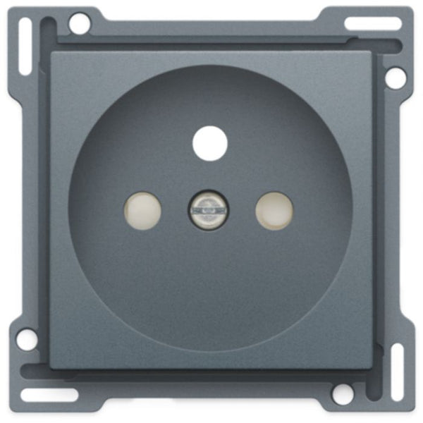 niko - Afwerkingsset voor stopcontact met penaarde en kinderveiligheid, inbouwdiepte 28,5 mm, Pure Alu Steel Grey - 220-66601-E⚡shock